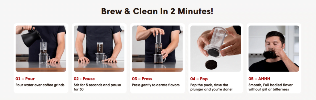 Immersion Coffee Brewing: Techniques, Equipment & Flavor Mastery 30 Step-by-step guide to brewing and cleaning an AeroPress coffee maker in 2 minutes.