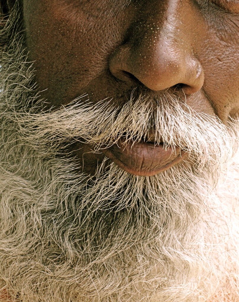 Baba Budan và Bảy Hạt Đậu Thần 13 A close-up image of an elderly man's long white beard and mustache.