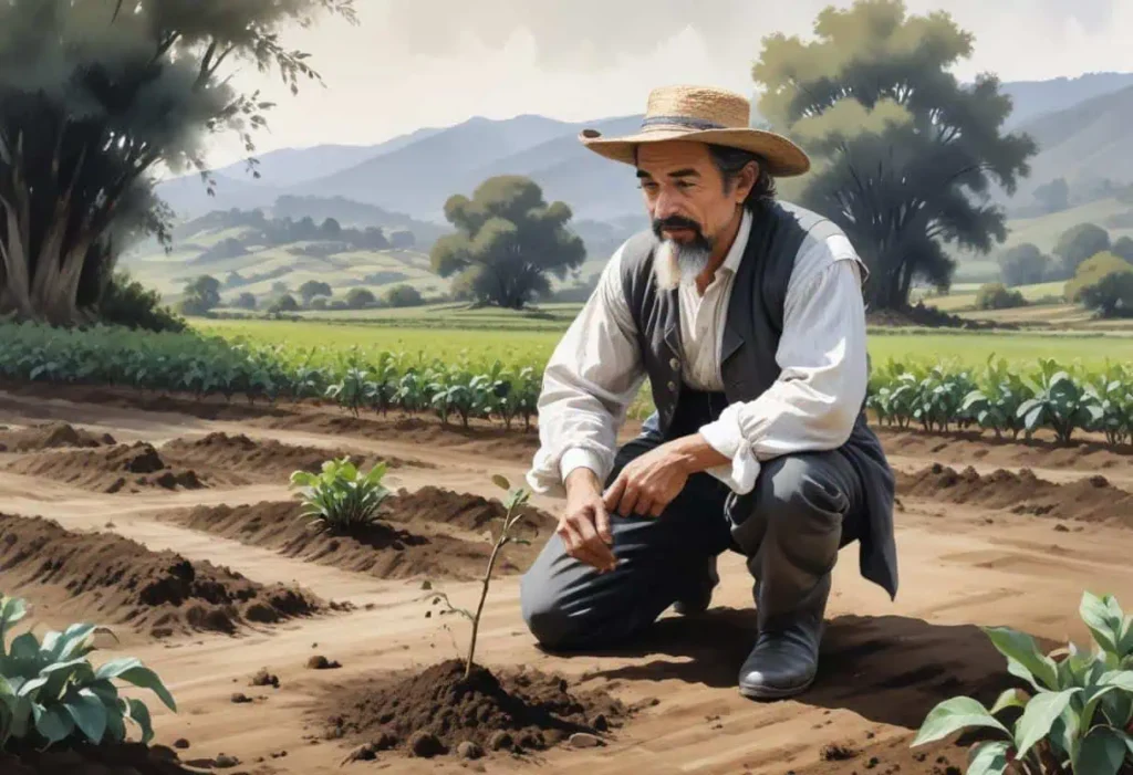 Francisco de Melo Palheta: Khởi Nguồn Của Cà Phê Brazil 20 Francisco de Melo Palheta trồng cây cà phê đầu tiên trên đất của mình, mặc trang phục truyền thống của thế kỷ 18.