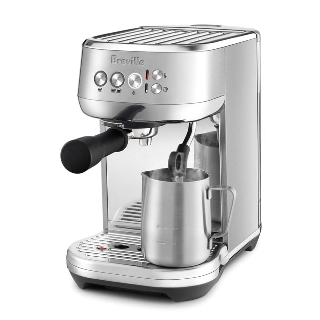 The Ultimate Coffee Maker Guide: From Basics to Pro Tips 2025 15 Breville Bambino Plus espresso machine in brushed stainless steel with automatic milk steaming demonstration and professional portafilter