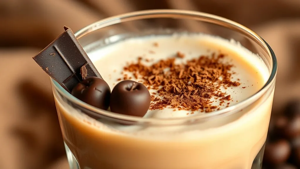 chocolate garnished serving glass