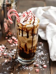 iced coffee with peppermint mocha