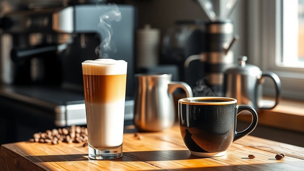 latte and coffee comparison