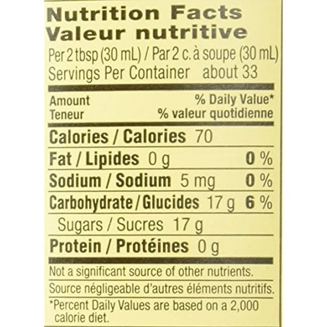 How to Calculate Starbucks Peppermint Syrup Calories in Your Drink 10 Nutrition facts label showing sugar content and calories per 2 tbsp serving of peppermint syrup