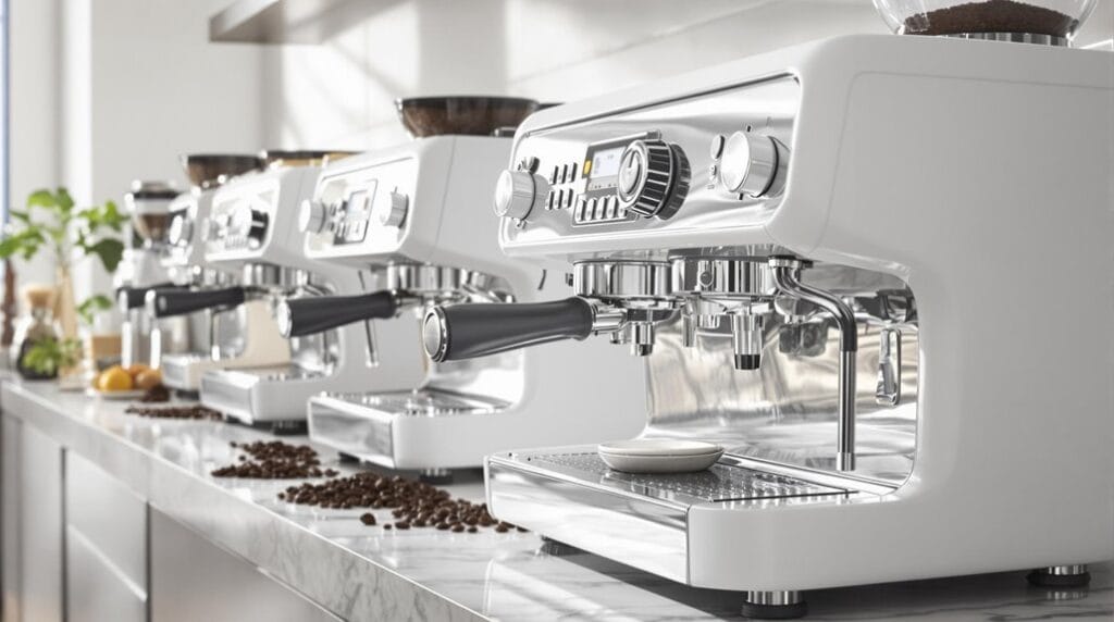 sleek white espresso machines