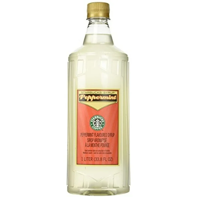 How to Calculate Starbucks Peppermint Syrup Calories in Your Drink 9 1-liter bottle of Starbucks peppermint flavored syrup for coffee beverages