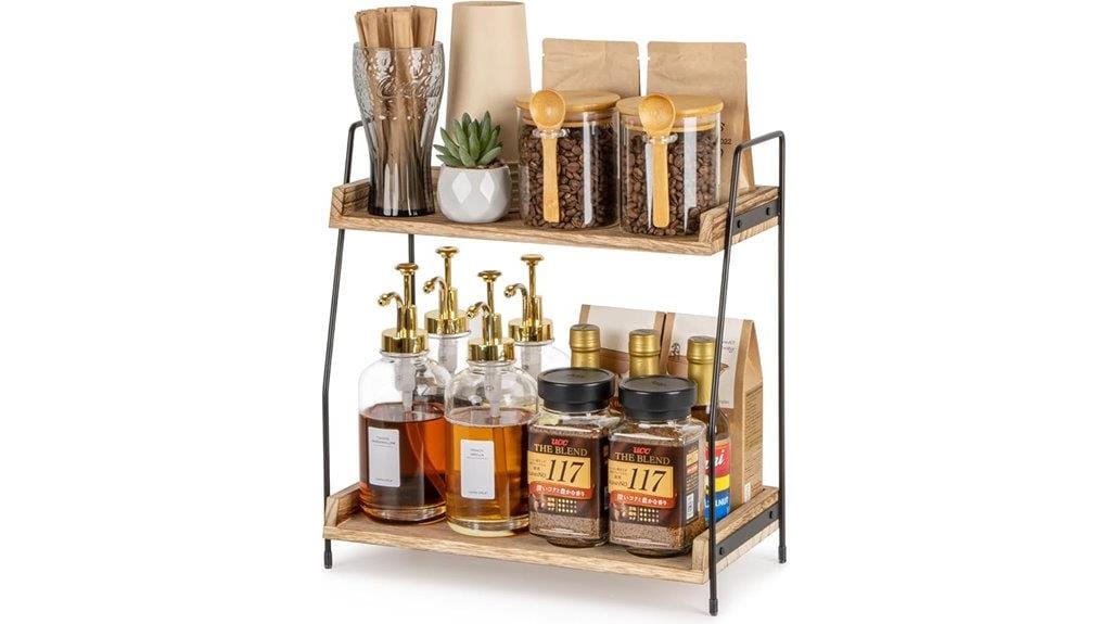 wooden coffee shelf organizer