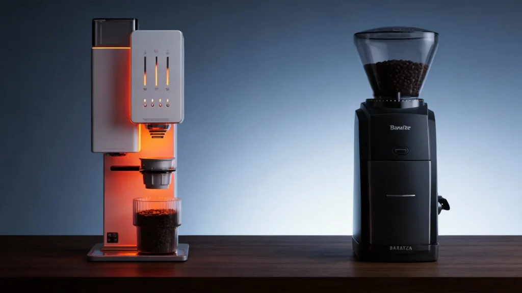 Best Coffee Makers With Built In Grinder That Won't Fail In 2026 2 Comparison of a high-end integrated coffee maker showing internal heat trap versus a cool standalone Baratza grinder for long-term reliability.