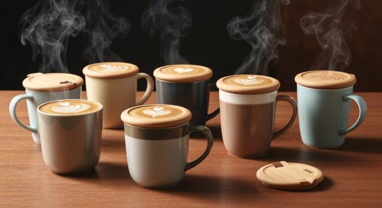 lid equipped coffee mugs