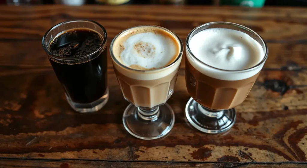 Creamy vs Bold: The Underground Guide to Latte, Cappuccino & Americano 8 A comparison of latte and americano coffee drinks, with a focus on creamy and bold flavors.