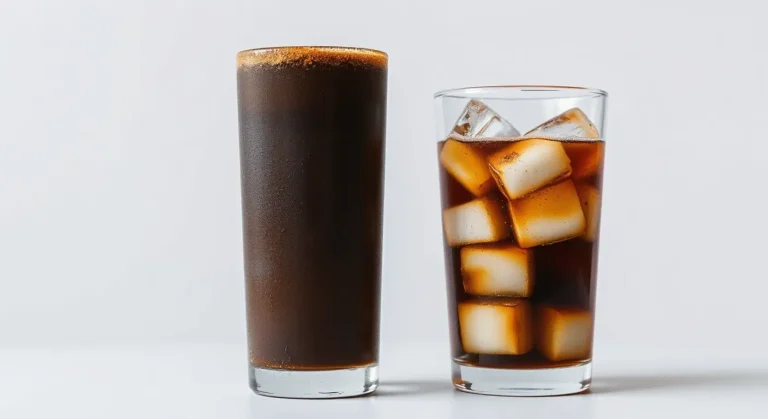 A barista pouring cold brew coffee into a glass