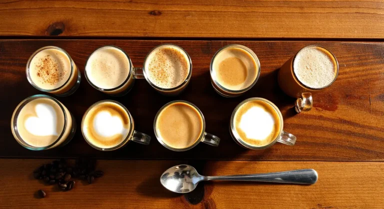 Illustration showing latte calorie count scaling from 8oz to 20oz sizes