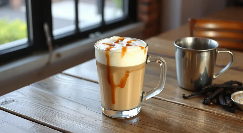 How Much Sugar Does a Caramel Macchiato Add? Calories Unveiled! 4 Assortment of sweet iced and popular macchiato variations including caramel vanilla and mocha coffee drinks