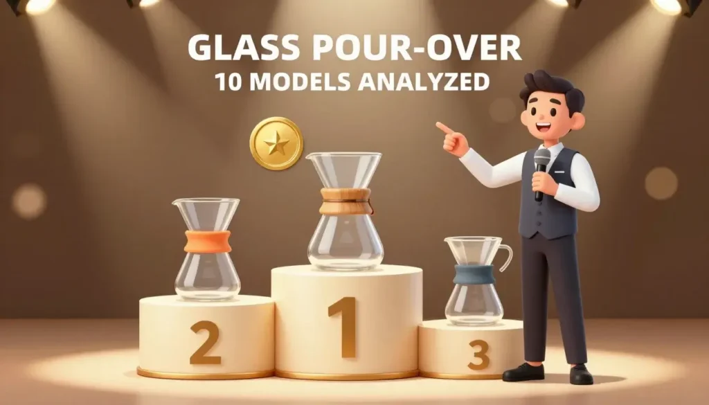 Is a Glass Pour-Over Coffee Maker Worth It? The Ultimate Data Showdown 8 Illustrated ranking of the best glass pour-over coffee makers featuring 10 models analyzed on a competition stage with a host.