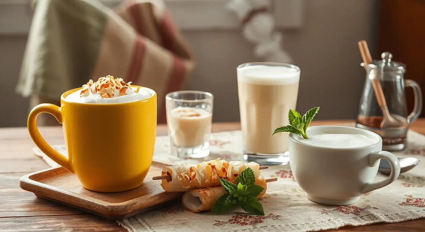 coconut latte variations illustration