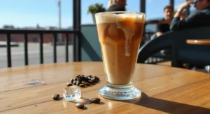 Refreshing iced cappuccino with creamy foam, perfect cold cappuccino for summer