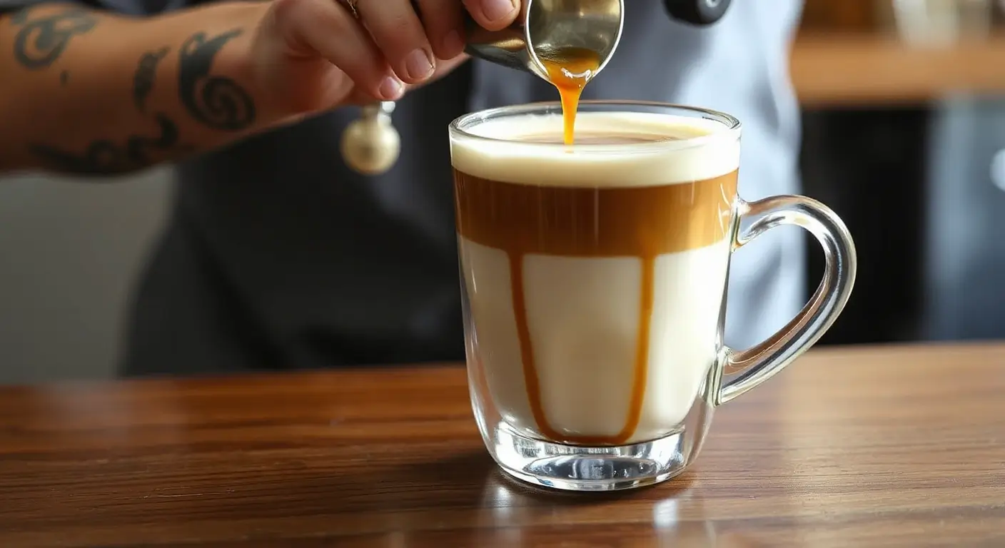 Homemade Caramel Macchiato Masterclass: 3 Simple Steps to Café Flavor 5 Macchiato layering illustration