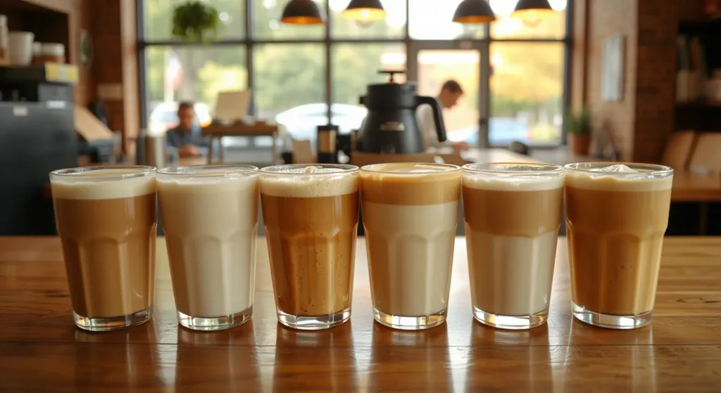 Illustration comparing calorie content of different milk types per serving