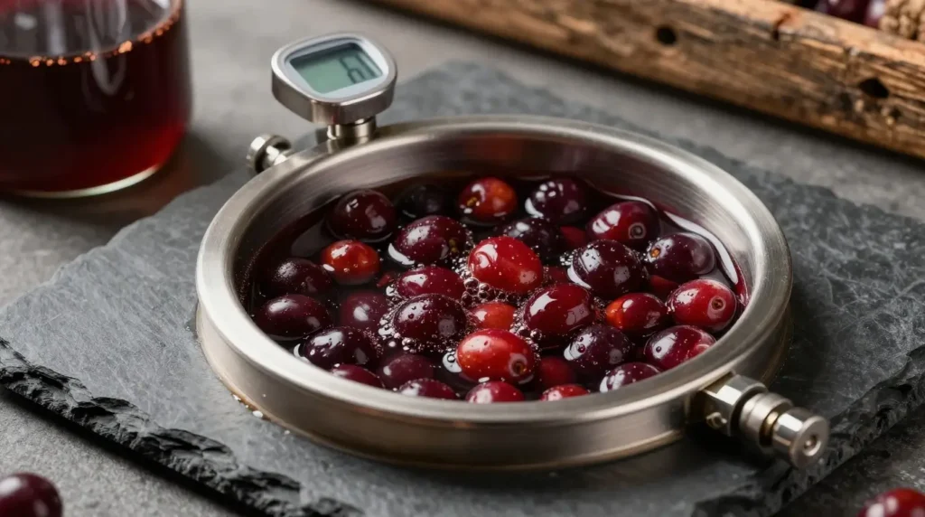 Close-up of dark roasted coffee beans, illustrating the result of anaerobic coffee fermentation.