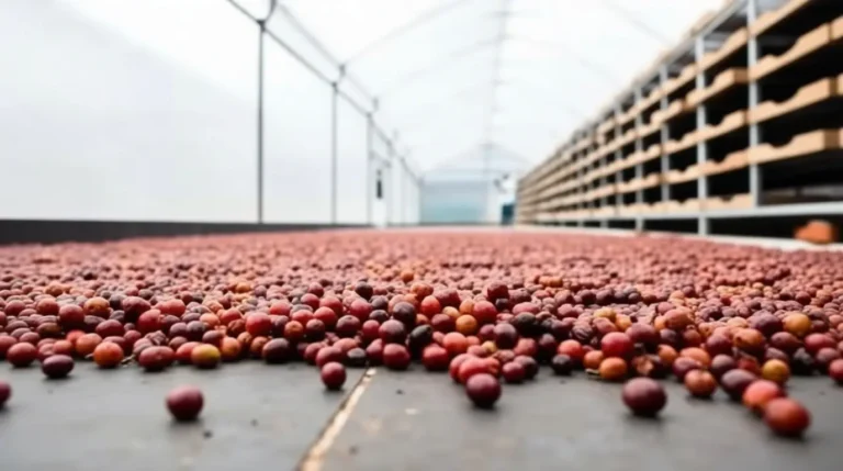 Feature image displaying roasted anaerobic coffee beans beside a steaming cup of coffee, symbolizing anaerobic coffee market trends and ROI analysis