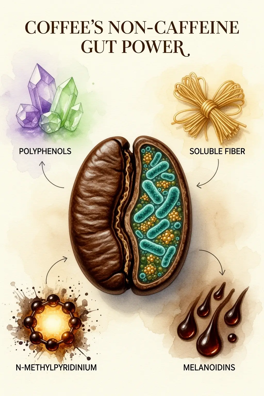 decaf vs caffeinated coffee gut microbiome infographic