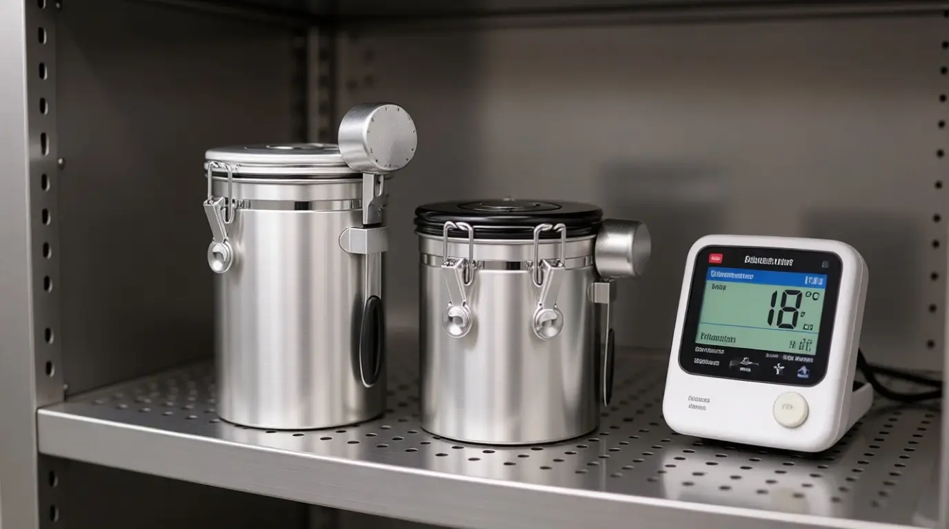 How to protect anaerobic coffee beans from air, light, heat and moisture 5 stainless steel coffee canister laboratory storage