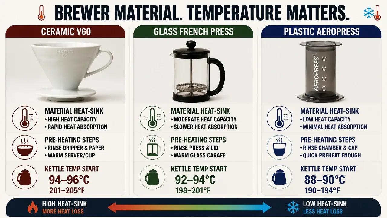 coffee brewer material temperature guide