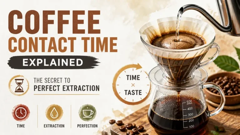 A hyper-realistic 3D coffee brewing visualization showing the balance of coffee contact time for ideal extraction.