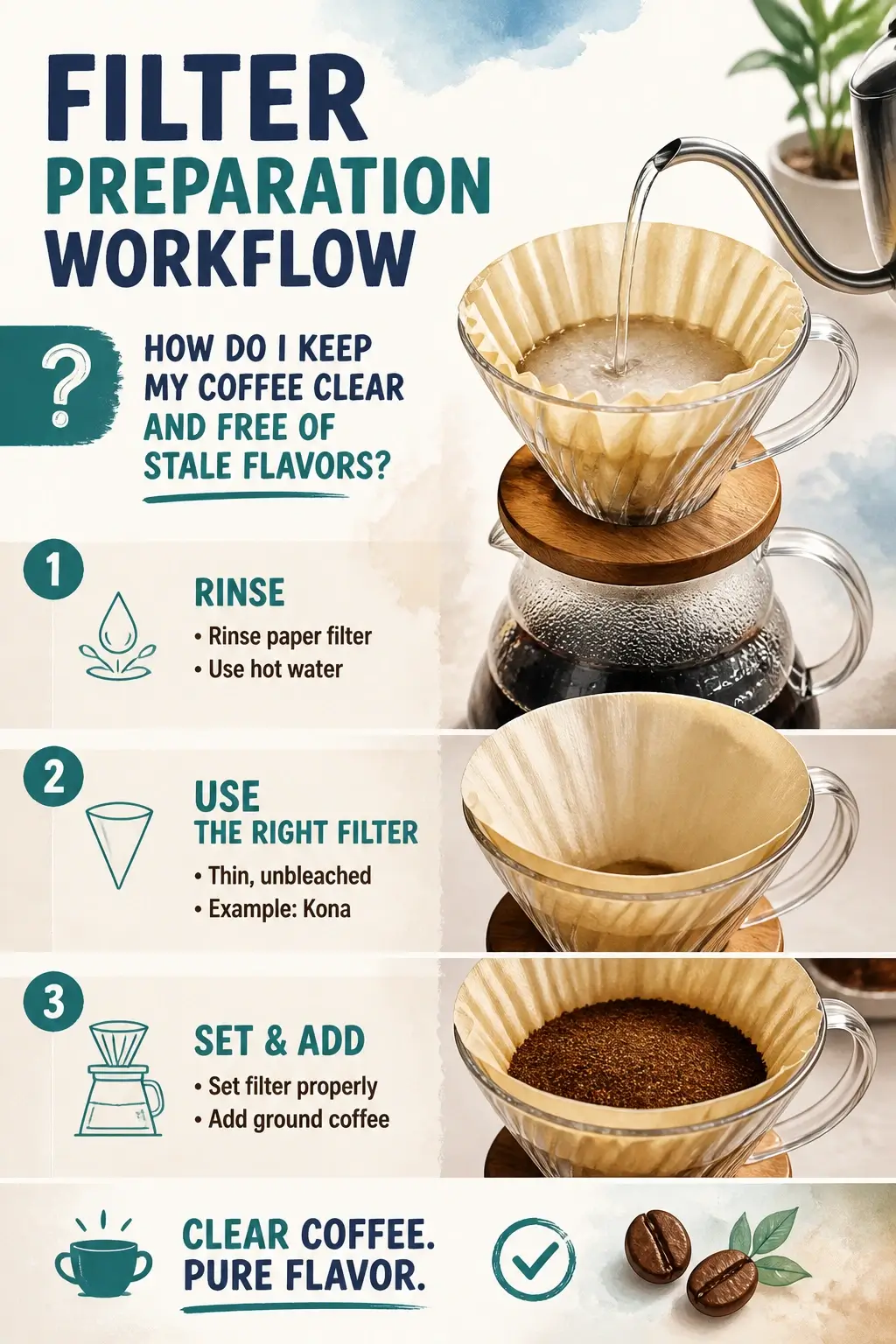 coffee filter preparation workflow