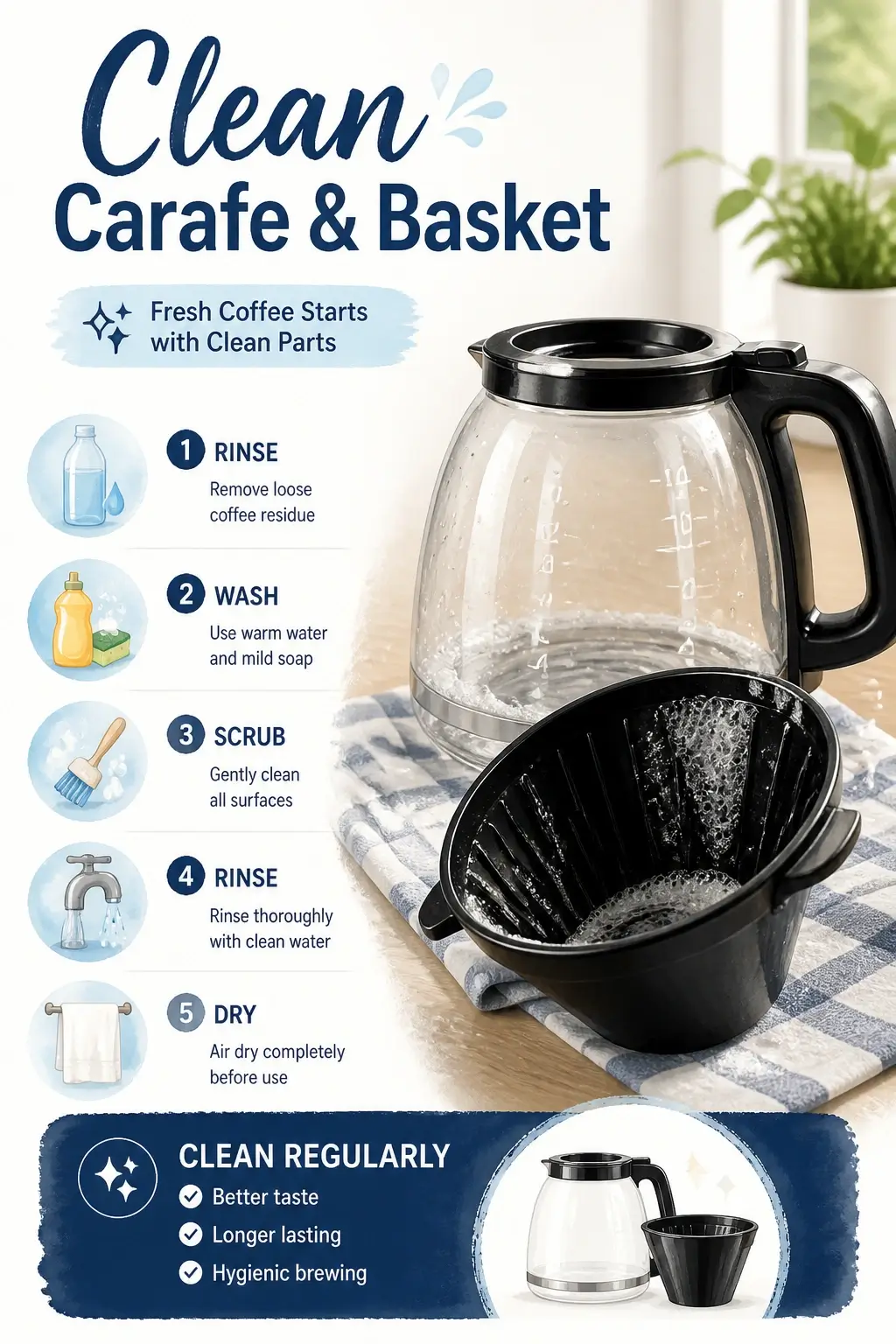 how to clean coffee maker carafe and basket
