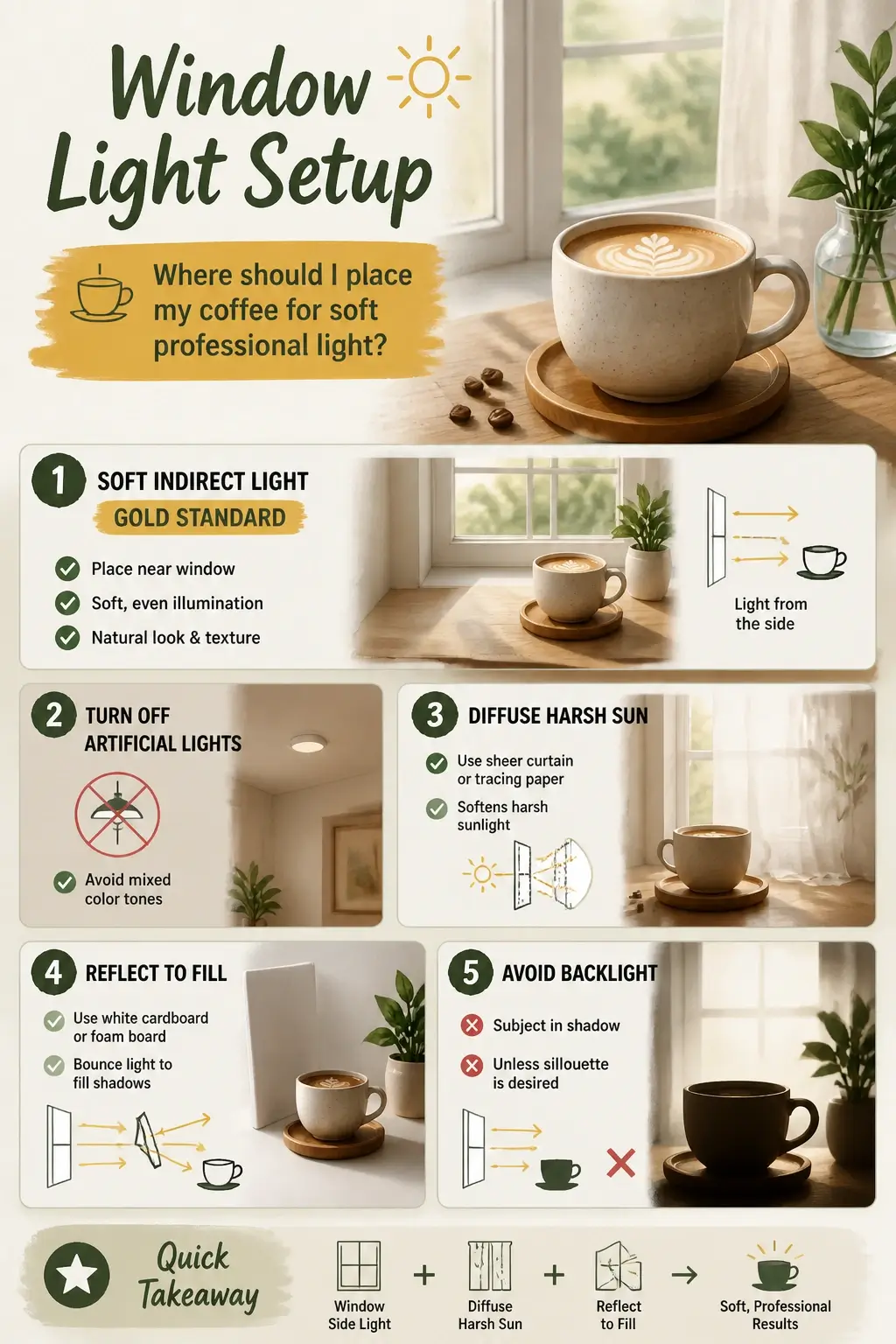window light setup photography infographic