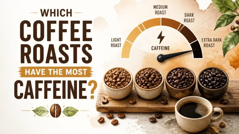 Hyper-realistic 3D rendering comparing caffeine content between light and dark roast coffee beans