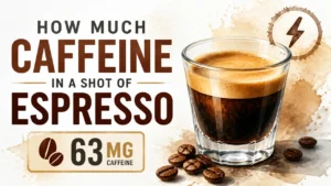 A hyper-realistic 3D espresso cup with watercolor textures displaying the caffeine in an espresso shot.