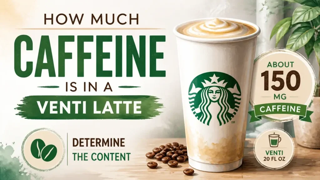 How Much Caffeine Is in a Venti Latte - Hot, Iced, and Every Variation in Between 1 A stylized 3D render of a Venti latte showing the exact caffeine in venti latte measurements for coffee enthusiasts.