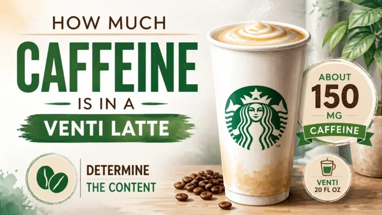 A stylized 3D render of a Venti latte showing the exact caffeine in venti latte measurements for coffee enthusiasts.