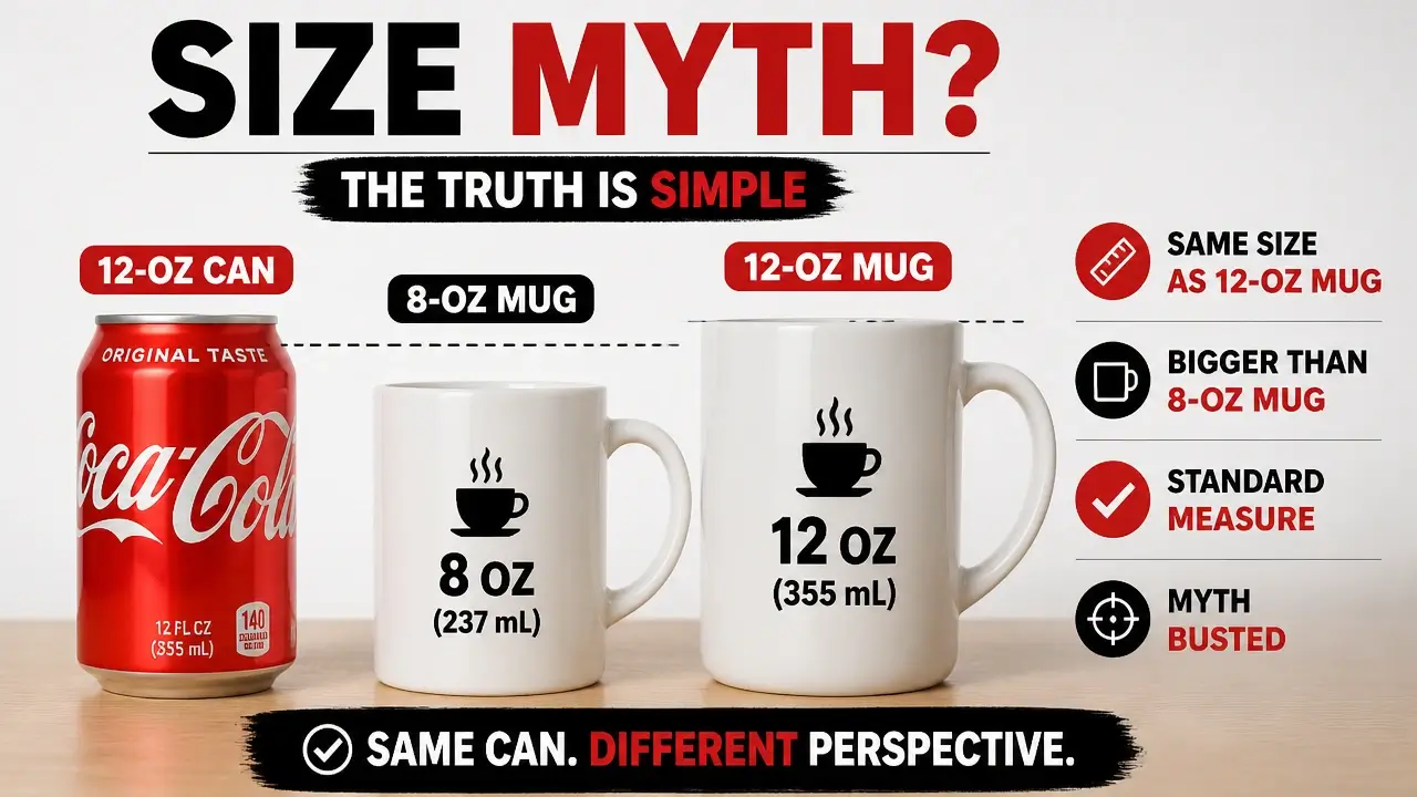 How Much Caffeine Is in Coca-Cola: Every Variant's Exact Amount Compared 5 A 12 oz Coca Cola can sitting next to a standard 8 oz and 12 oz coffee mug for size comparison.