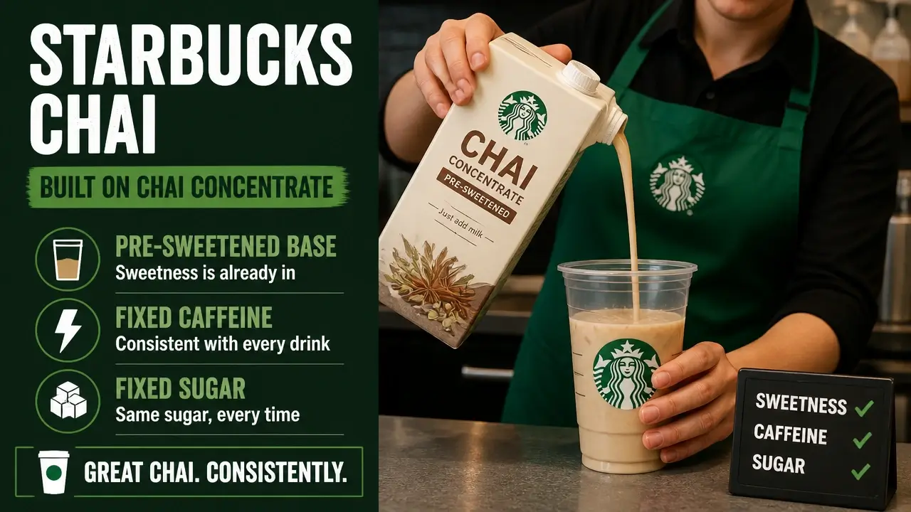 Starbucks Chai Tea Latte Caffeine and Sugar: What Every Cautious Drinker Must Know Before Ordering 4 Barista pouring Starbucks chai concentrate from carton into cup