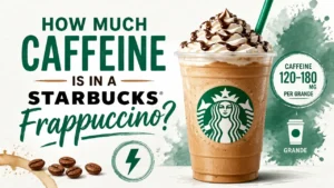 How Much Caffeine Is in a Starbucks Frappuccino? Every Size, Flavor, and Bottle Explained 6 A stylized 3D render of a Starbucks Frappuccino showing clear caffeine content levels.