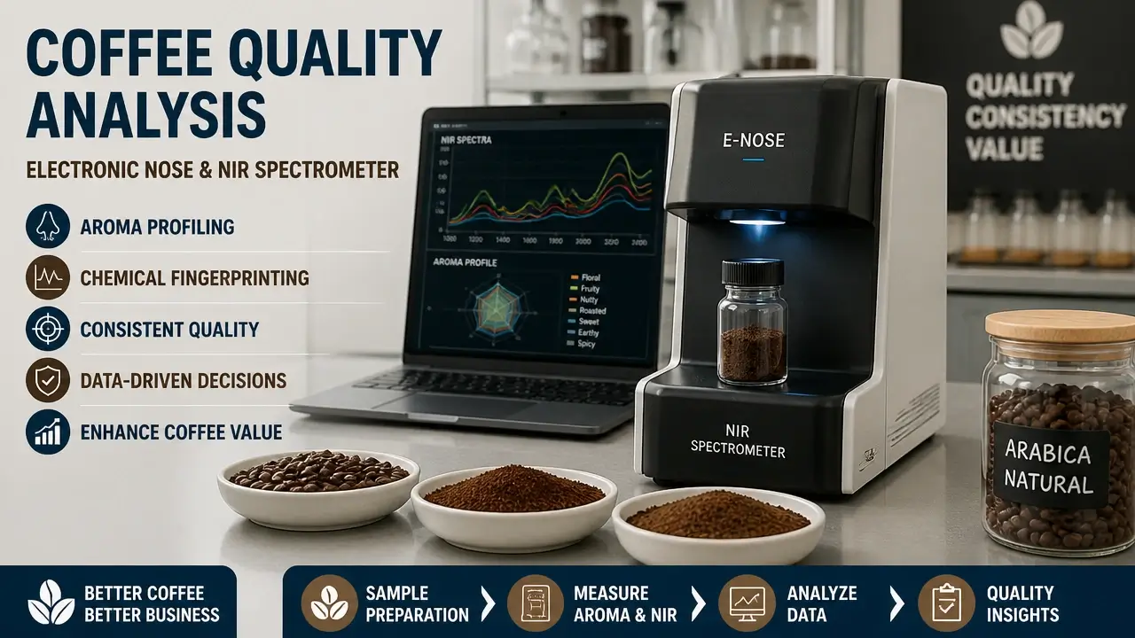Electronic nose and NIR spectrometer hardware in use for coffee sensory analysis