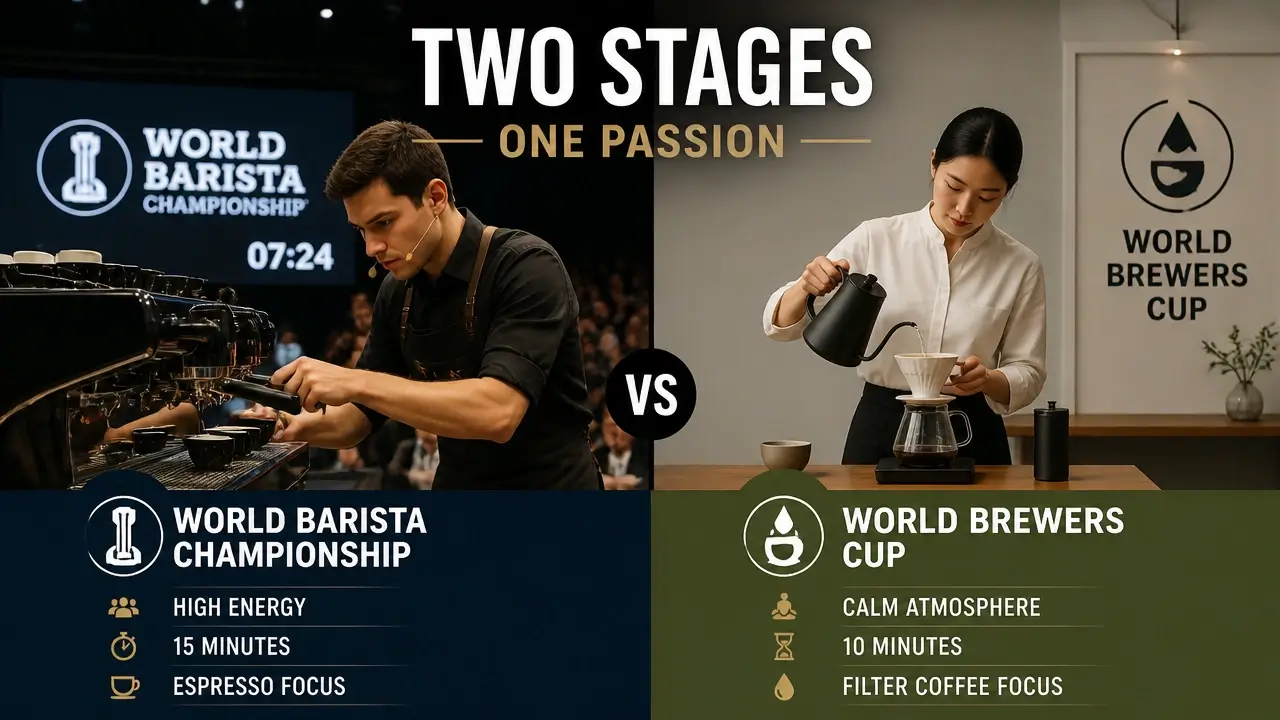 World Barista Championship vs World Brewers Cup: Two Titles, Two Completely Different Careers 5 World Barista and Brewers Cup competitors in contrasting competition settings