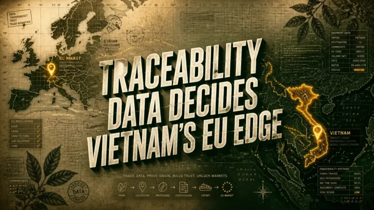 Vietnam coffee EUDR edge depends on traceability data in this cartographic map with typographic overlay
