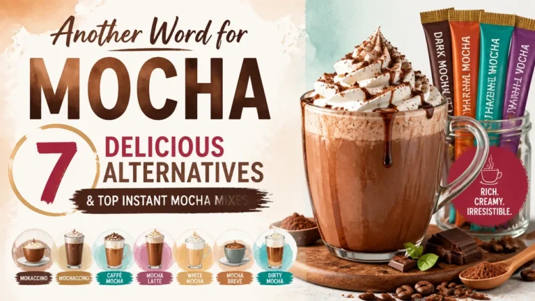Another Word for Mocha: 7 Delicious Alternatives & Top Instant Mocha Mixes in a magazine-style watercolor 3D render.
