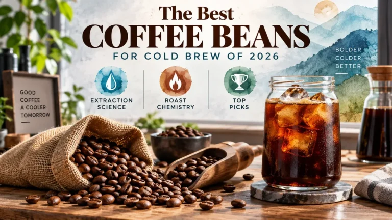 The Best Coffee Beans for Cold Brew of 2026: Extraction Science, Roast Chemistry & Top Picks infographic cover.