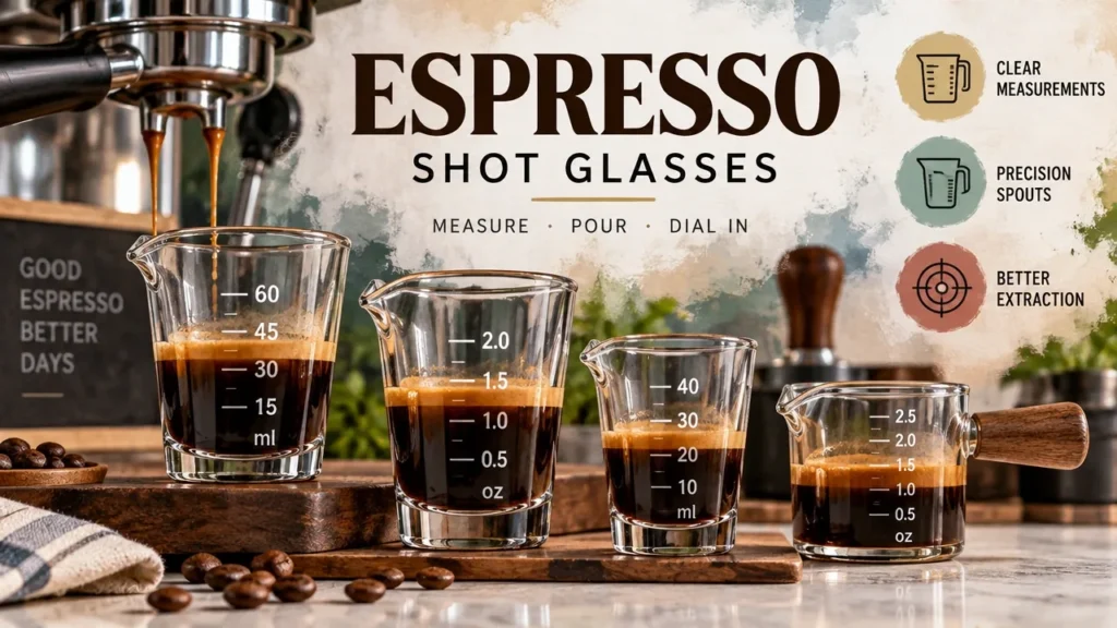 Best Espresso Shot Glasses with Measurements & Spouts: Barista Extraction & Dialing Guide for precise espresso yield.