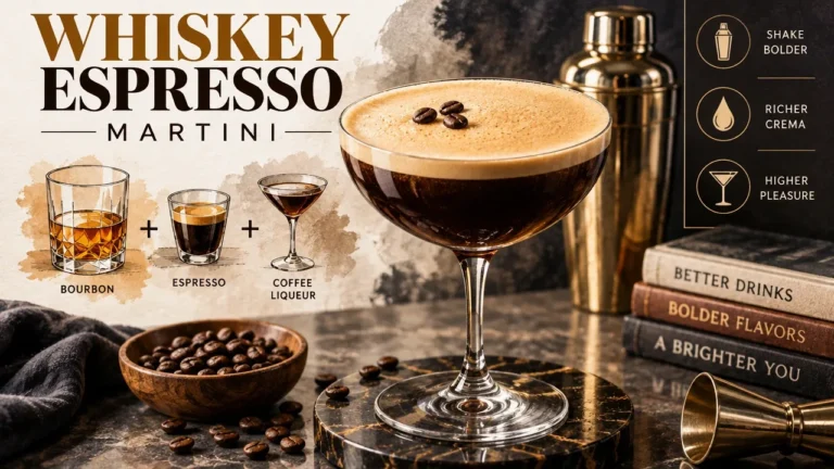 The Ultimate Whiskey Espresso Martini: Bourbon Ratios, Shaking Science & Crema Physics in a glossy magazine-style glass.