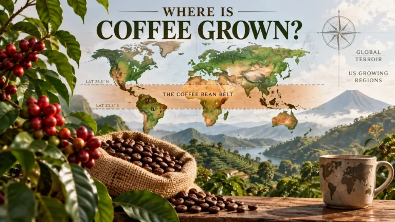 Featured image for Where Is Coffee Grown? The Coffee Bean Belt, Global Terroir & US Growing Regions