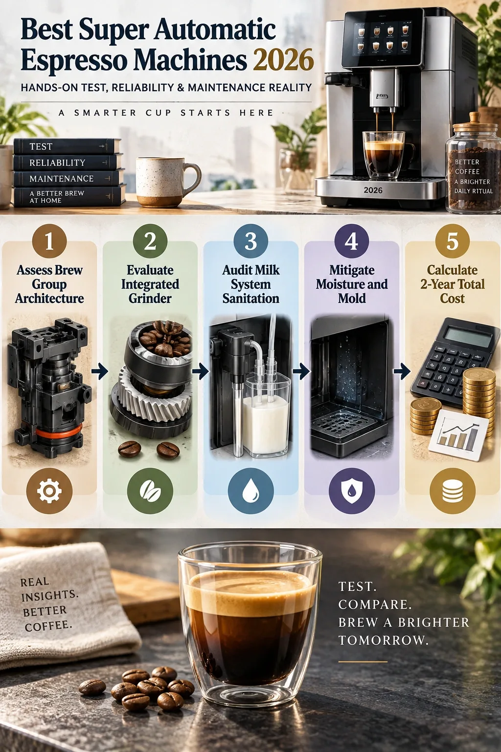 Best Super Automatic Espresso Machines Tested for Reliability and Daily Use 6 Step-by-step process guide and workflow infographic for Best Super Automatic Espresso Machines 2026: Hands-On Test, Reliability & Maintenance Reality