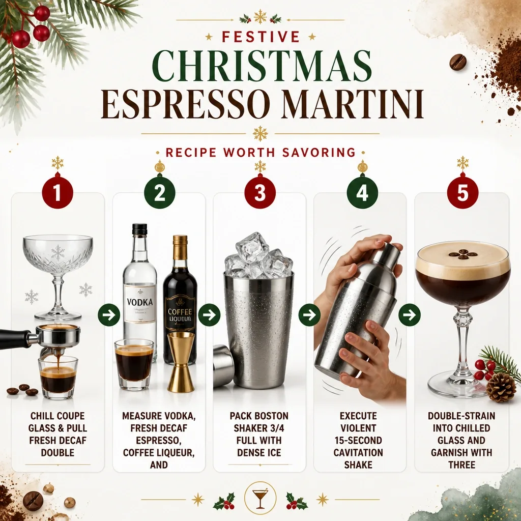 Step-by-step process guide and workflow infographic for Festive Christmas Espresso Martini Recipe Worth Savoring