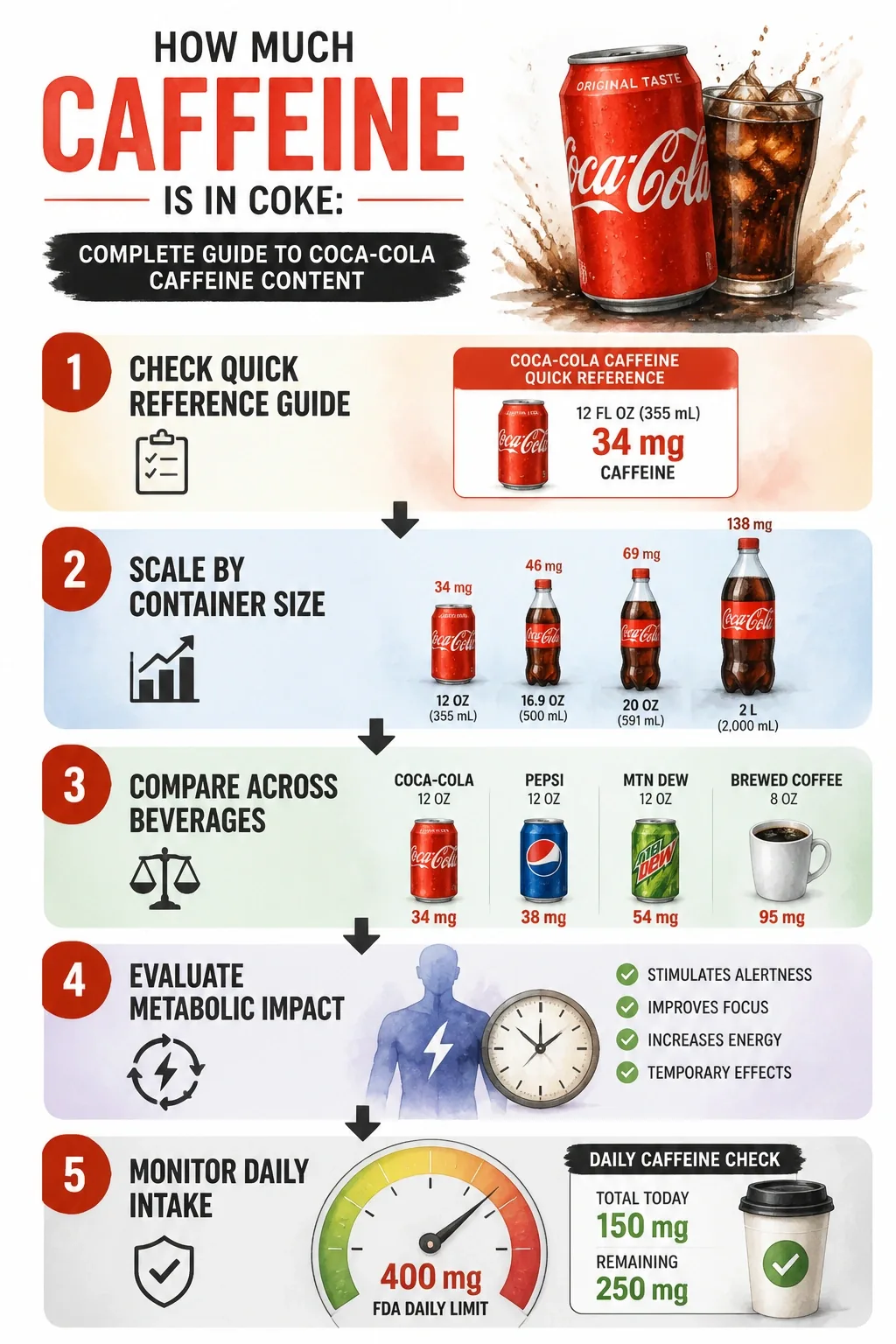 Step-by-step process guide and workflow infographic for How Much Caffeine Is in Coke: Complete Guide to Coca-Cola Caffeine Content