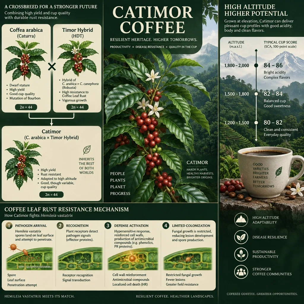 Catimor Coffee Agronomy Genetics and Cup Profile Guide 5 Infographic data chart for Catimor: A Symphony of Nature and Science